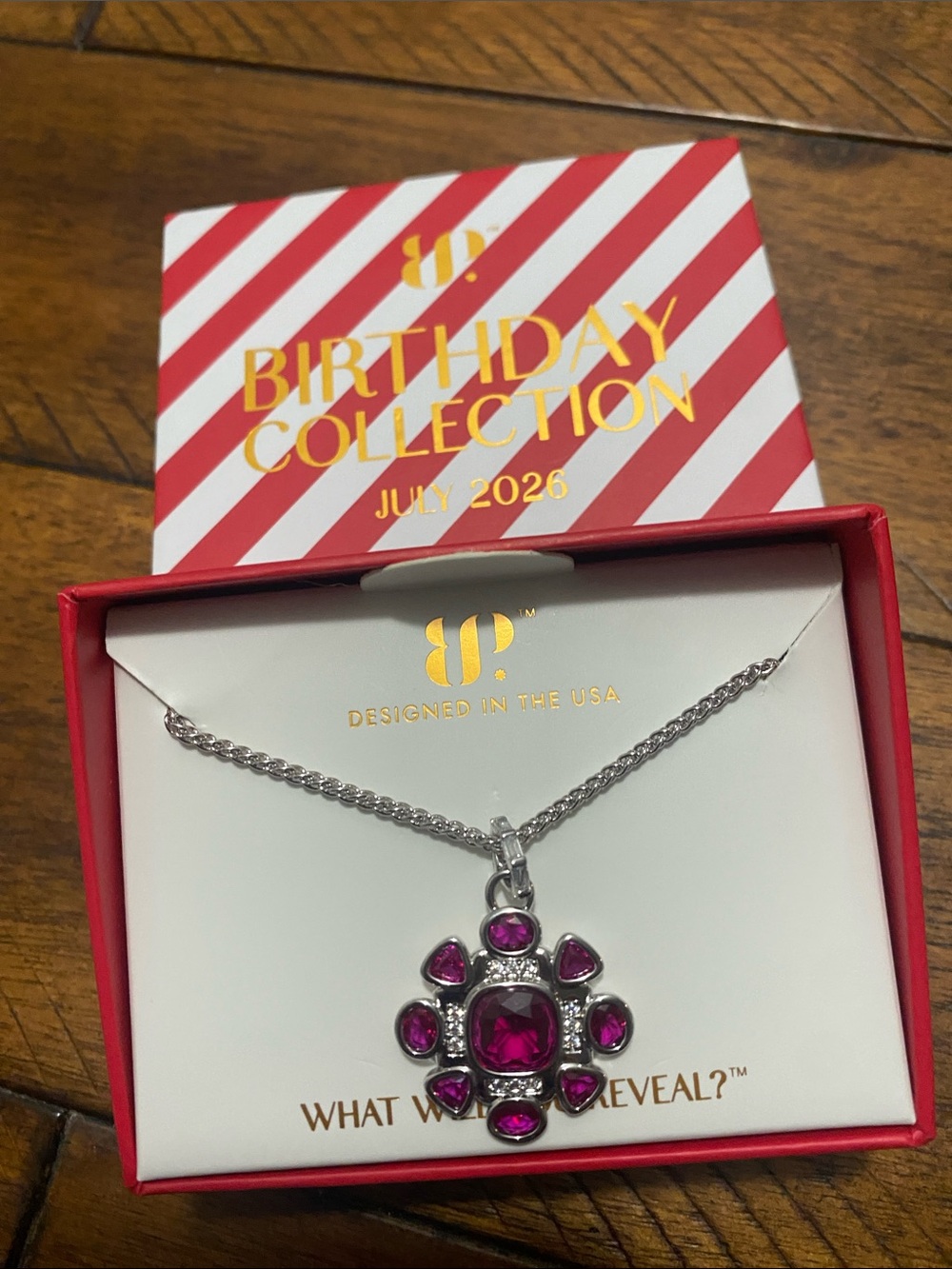 Bomb Party Birthday Collection July 2026 Necklace  - Lab Created Ruby - Rhodium
